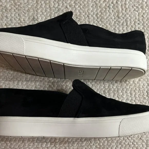 Designer Vince Warren Women's Size 6 Black Suede Platform Slip On Sneakers Shoes - Picture 6 of 12